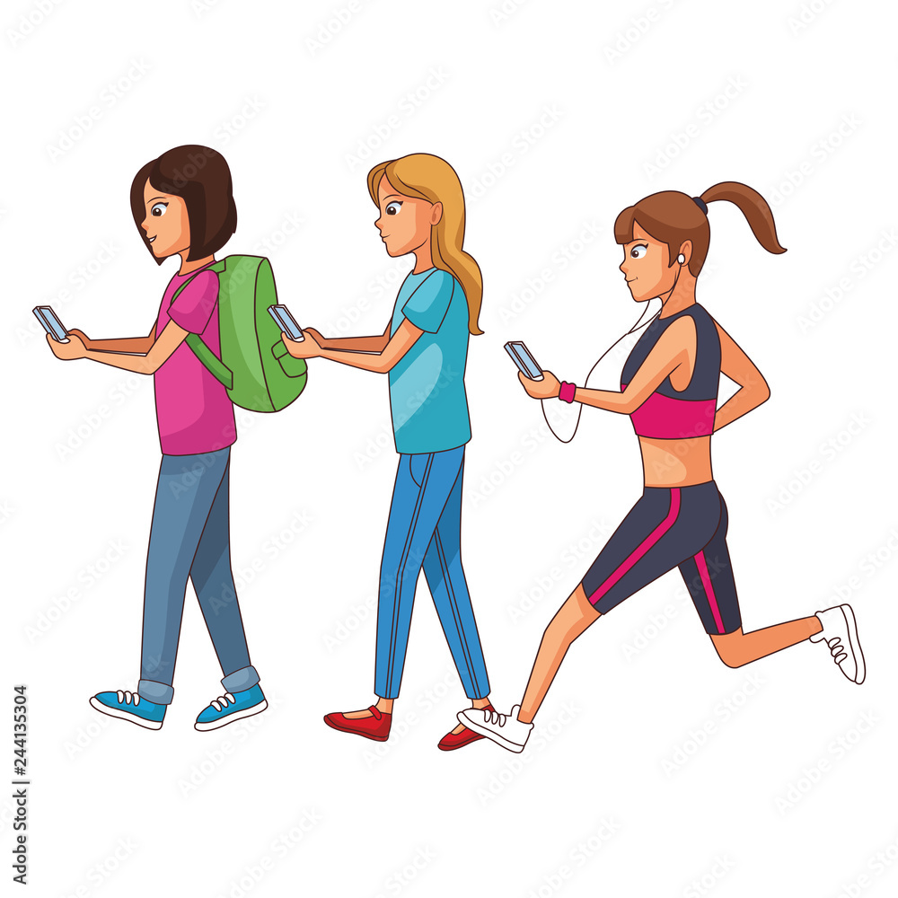 Fototapeta premium young women cartoon