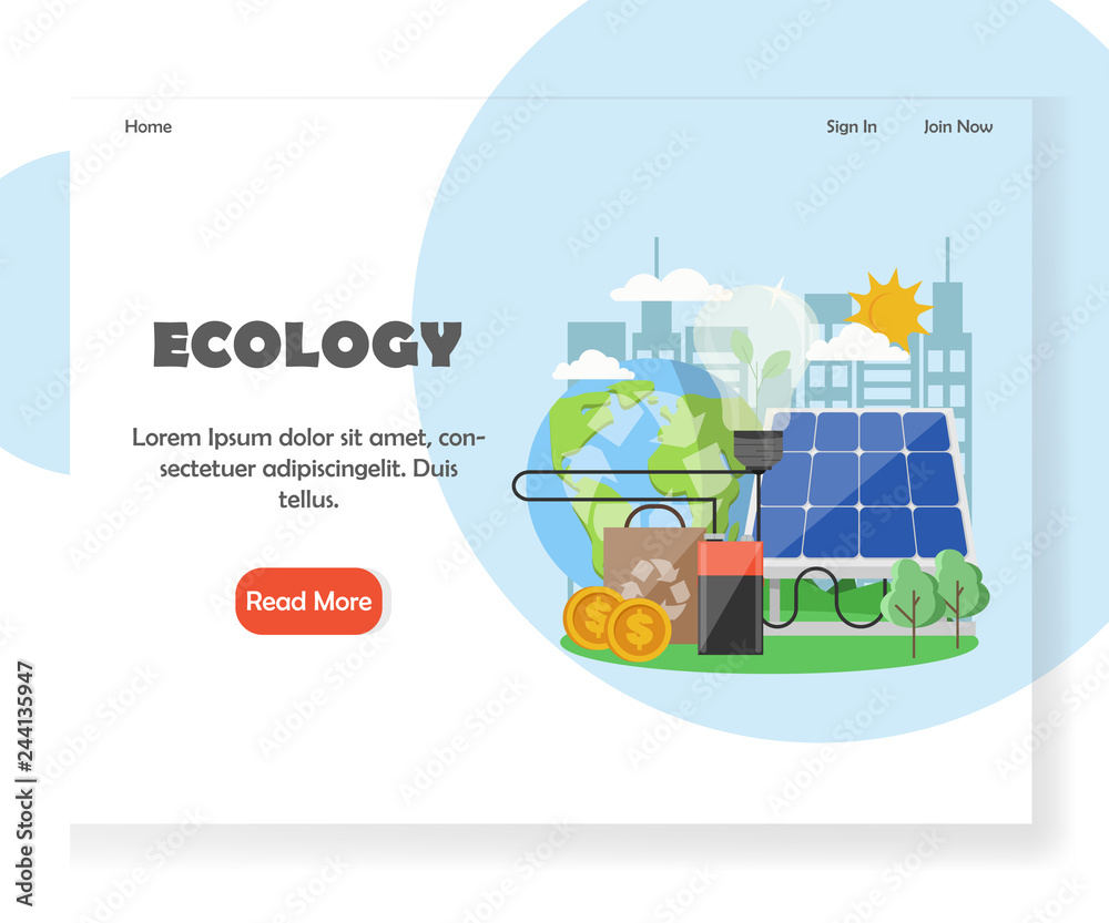 Fototapeta premium Ecology vector website landing page design template