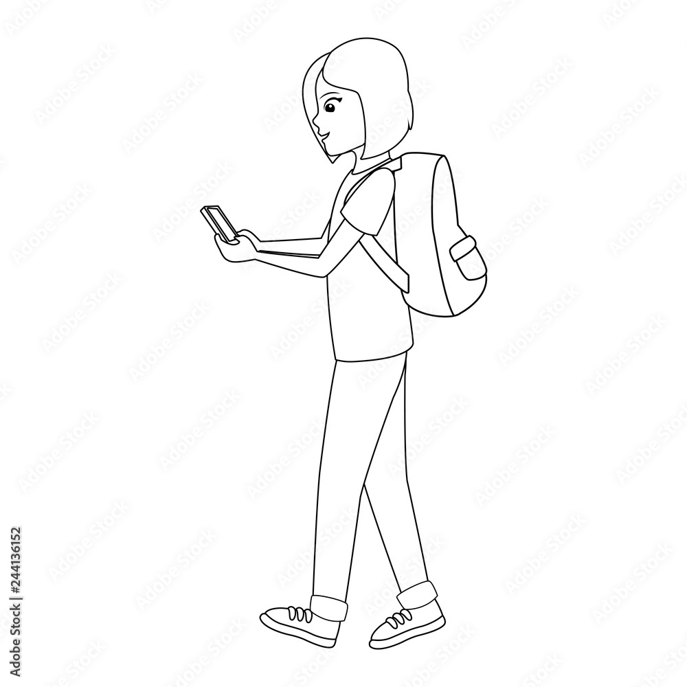 young woman chatting cartoon