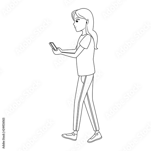 young woman chatting cartoon