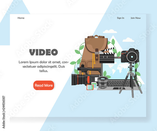 Videography vector website landing page design template