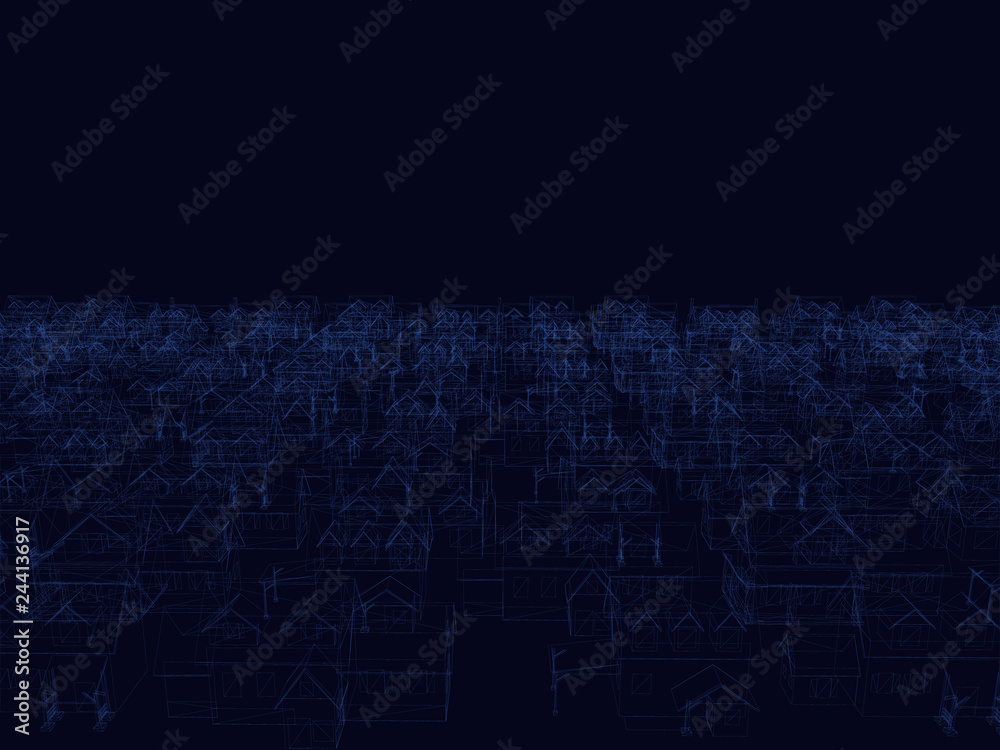 Obraz premium Background with wireframe houses