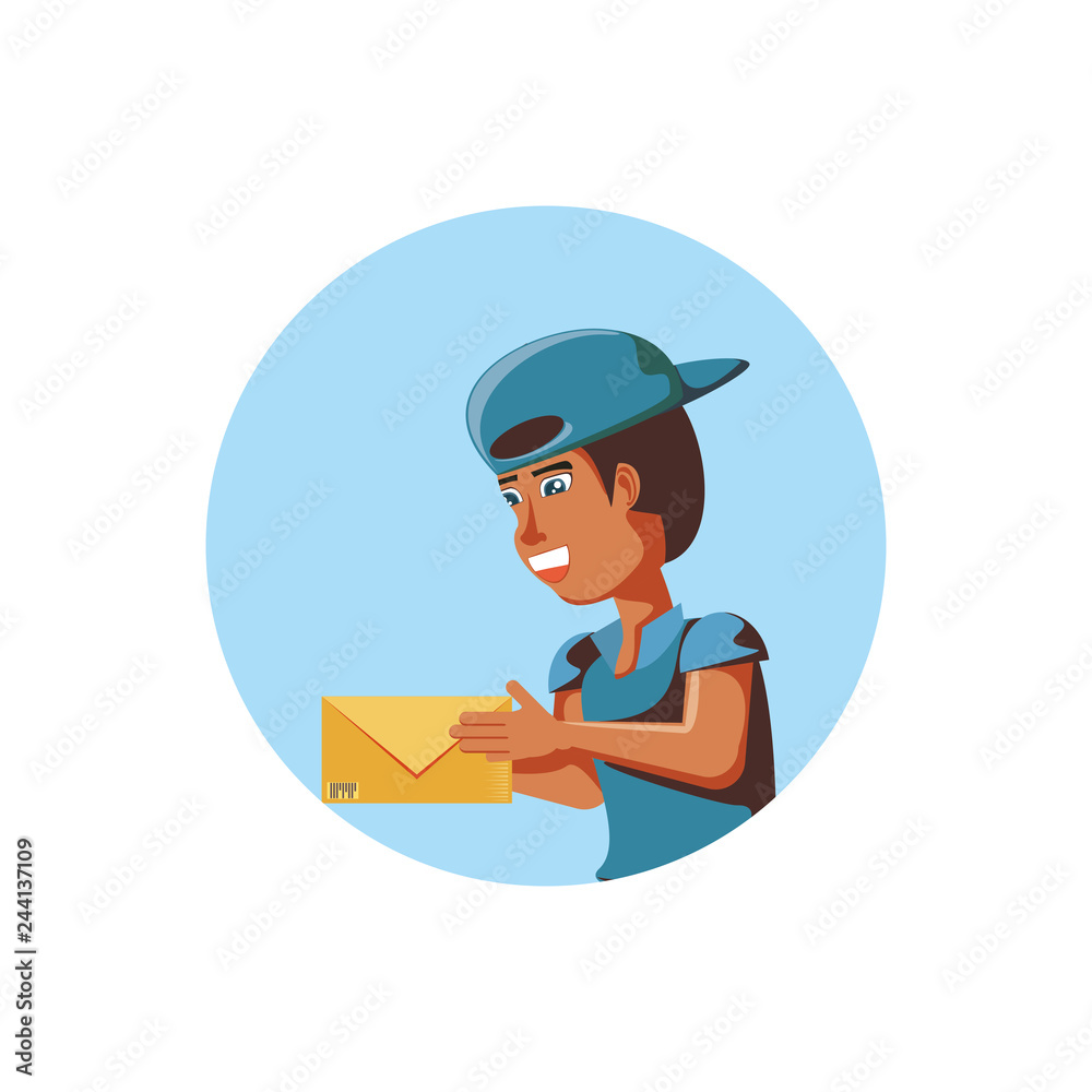 delivery worker with envelope