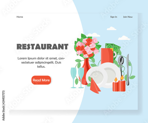 Restaurant vector website landing page design template