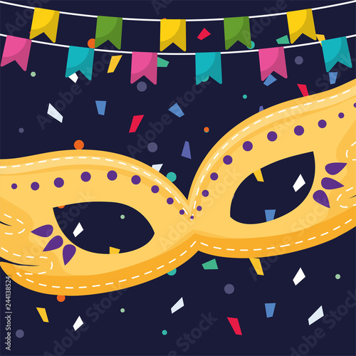 carnival mask accessory with garlands hanging