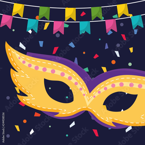 carnival mask accessory with garlands hanging