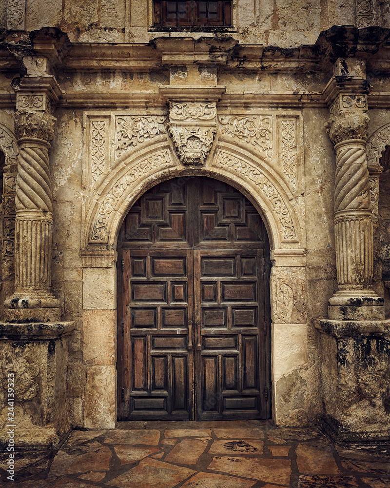 Front Door to the Alamo Mission - obrazy, fototapety, plakaty 
