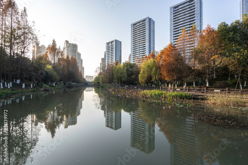 river and buildings photo