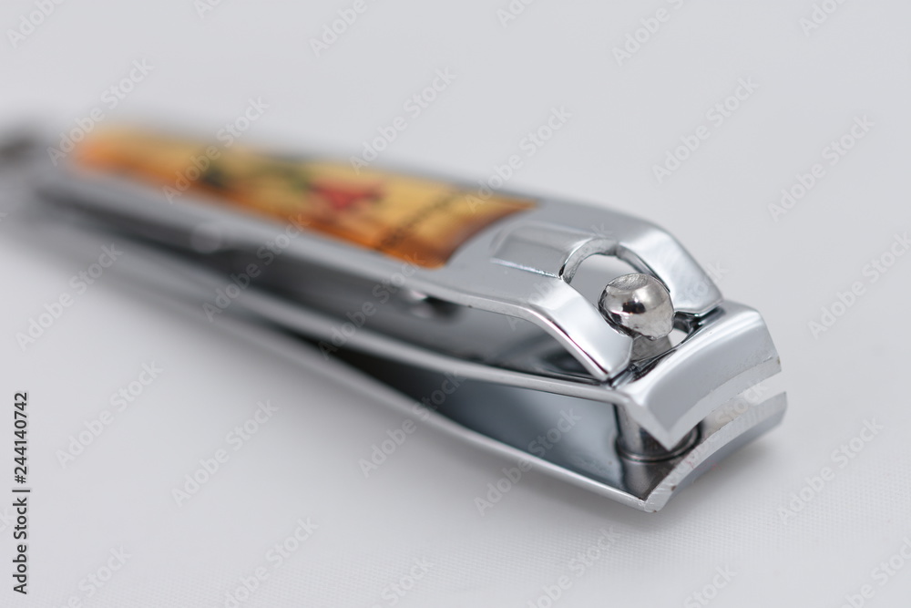 Stainless steel nail clippers isolated on a white background Stainless steel nail clippers isolated on a white background
