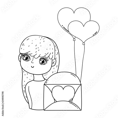 young cute girl lover with envelope