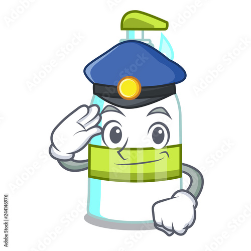 Police liquid soap in the character bottles