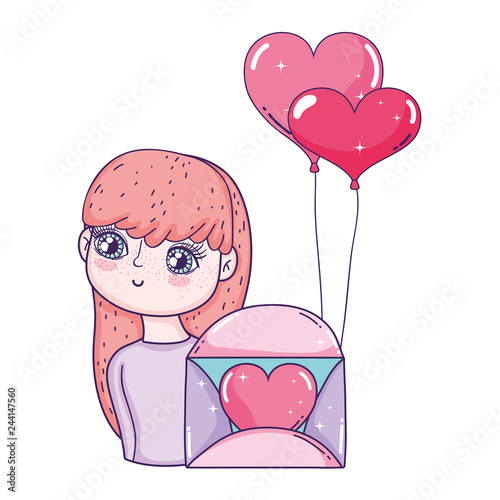 young cute girl lover with envelope