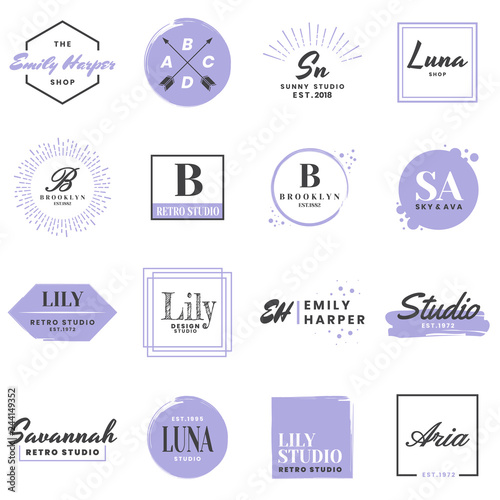 Feminine Vintage Retro Vector Logo for banner