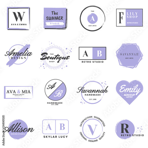 Feminine Vintage Retro Vector Logo for banner