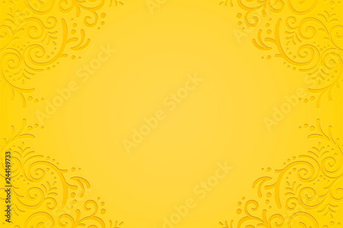 Yellow embossed vine background