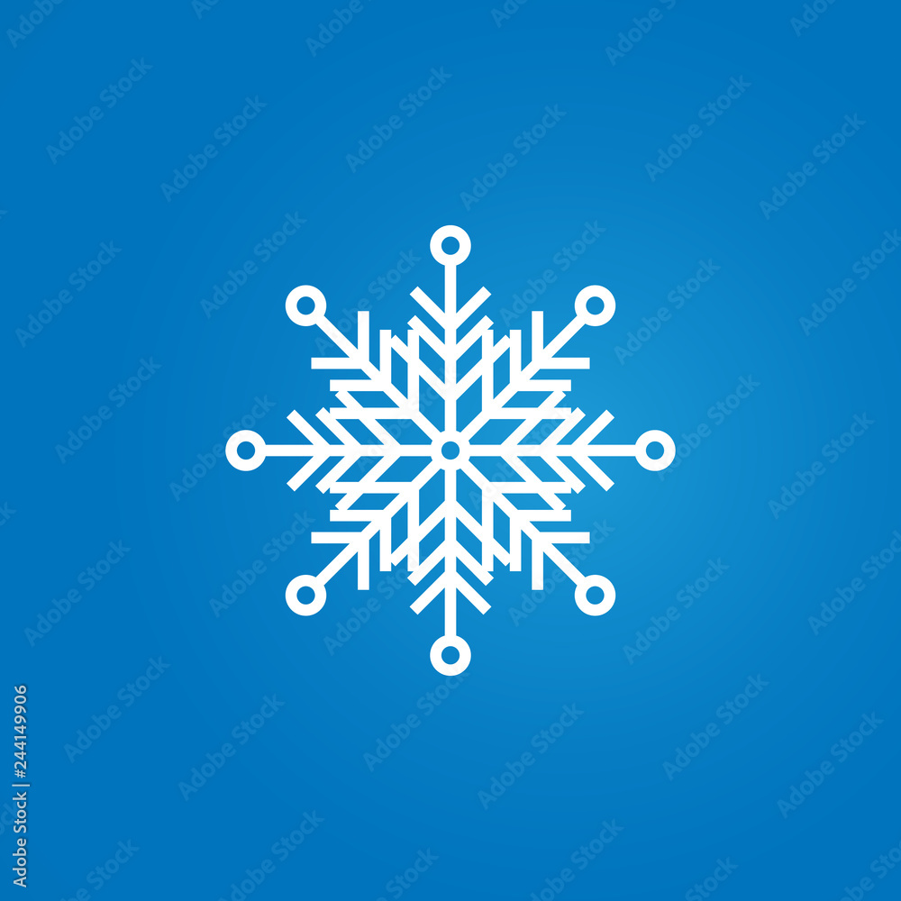 White snowflake on a blue gradient background. Flat style White snowflake on a blue gradient background. Flat style