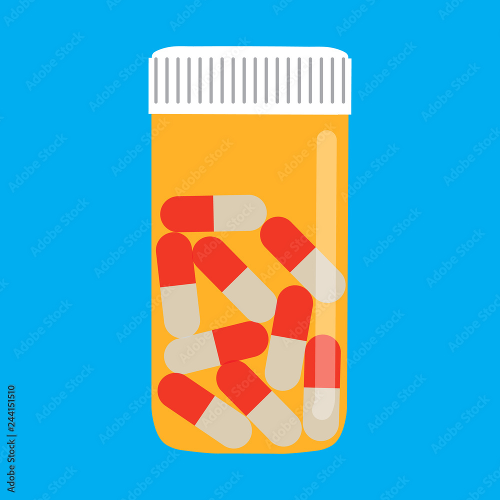 Pharmacy bottle with medicinal capsules Pharmacy bottle with medicinal capsules
