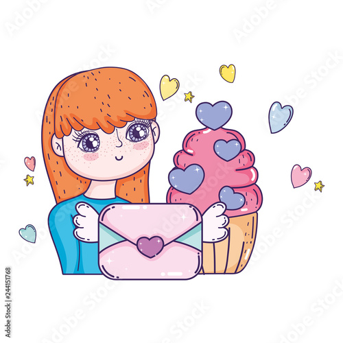 young cute girl lover with envelope
