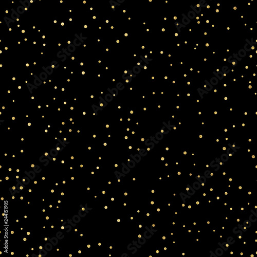 Glitter gold seamless pattern with polka dots. Hipster trendy effect. EPS 10