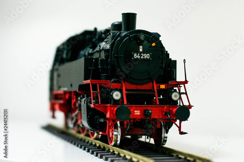 Nahaufnahme von Modell Eisenbahn kleine Dampflock
