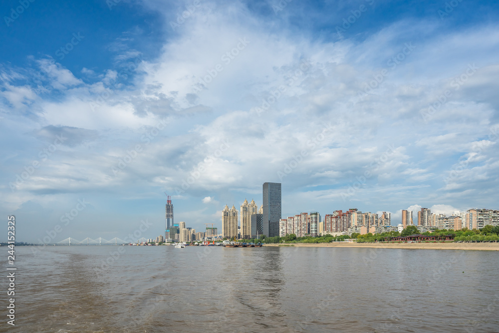 city skyline in wuhan china