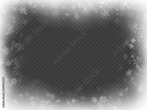 Abstract Christmas frame overlay effect with snowflakes. EPS 10