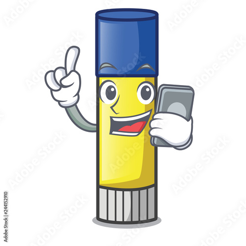 With phone glue stick in the cartoon shape