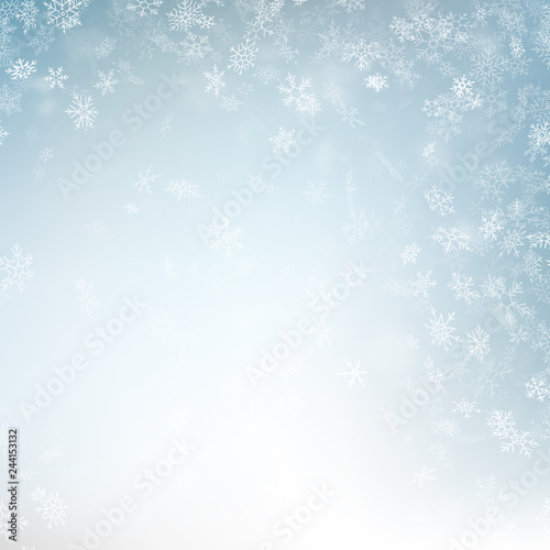Abstract Christmas background with snowflakes. Elegant blue winter template. Eps 10 © artifex.orlova