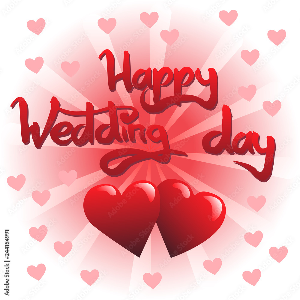 Happy wedding day lettering