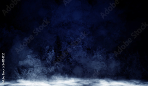 Blue fog or smoke isolated special effect on the floor. White cloudiness, mist or smog background