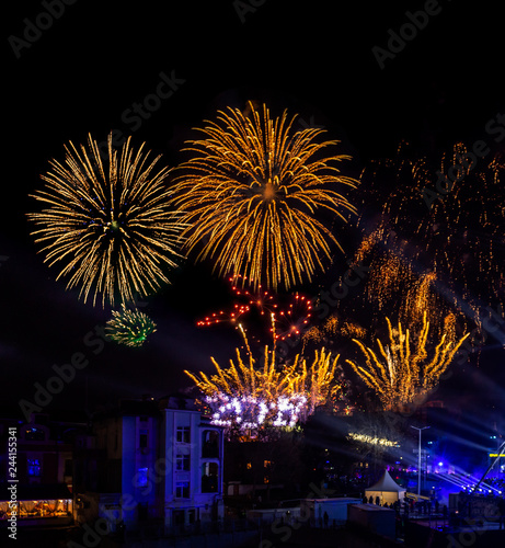 Fireworks with the number 2019 for the Plovdiv - European Capital of Colture