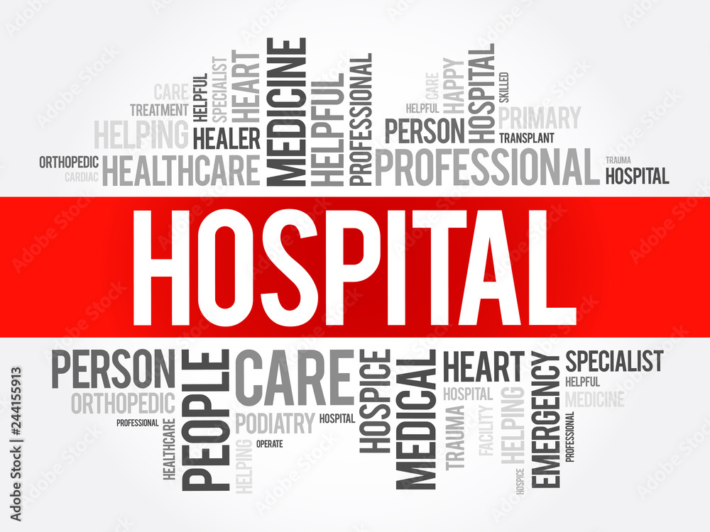 Fototapeta premium Hospital word cloud collage, healthcare concept background