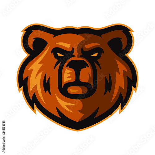 Fototapeta Naklejka Na Ścianę i Meble -  grizzly bear head e sport logo mascot template vector illustration