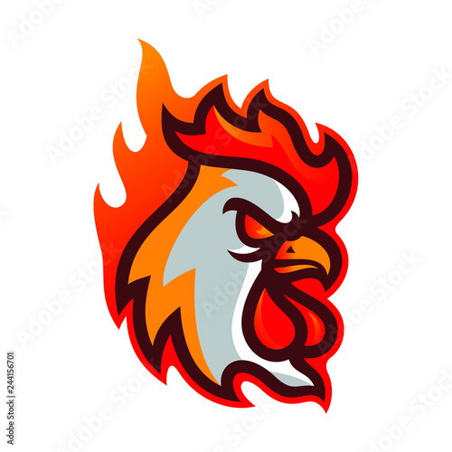 rooster hot chicken esport logo mascot template vector illustration