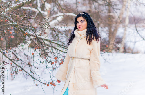 Cold season concept,  fashionable arabic woman in fur coat, fashion for lady © T.Den_Team