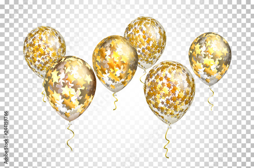 Transparent Balloon with Golden Stars For Your Design