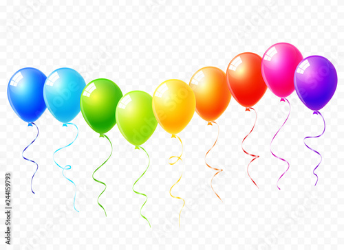 Colorful balloons set on transparent background vector