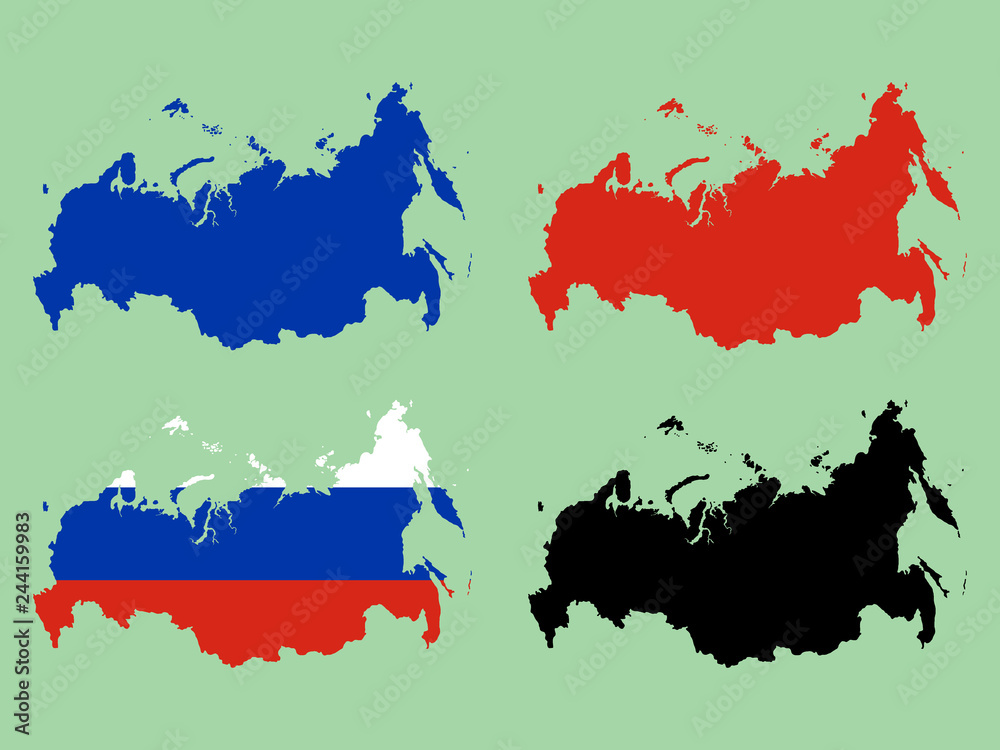 Russia map with national flag