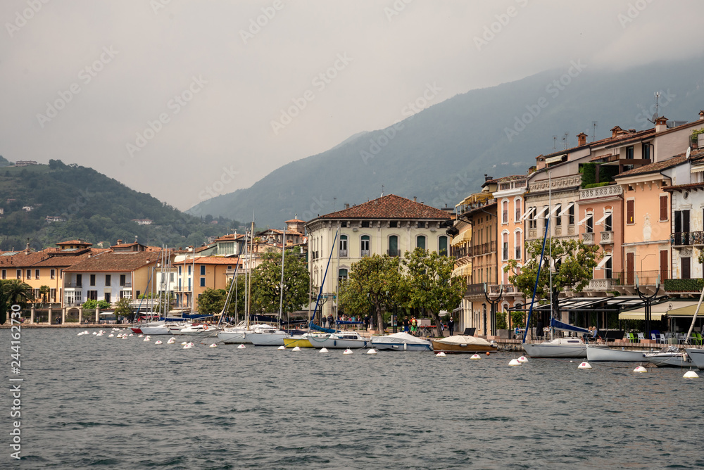 View on coastal city on lake Garda. Lombardy, Italy