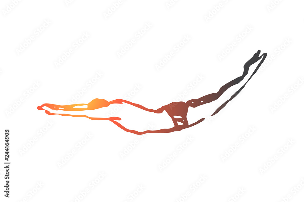 Man, jump, water, pool, dive concept. Hand drawn isolated vector. Man, jump, water, pool, dive concept. Hand drawn isolated vector.