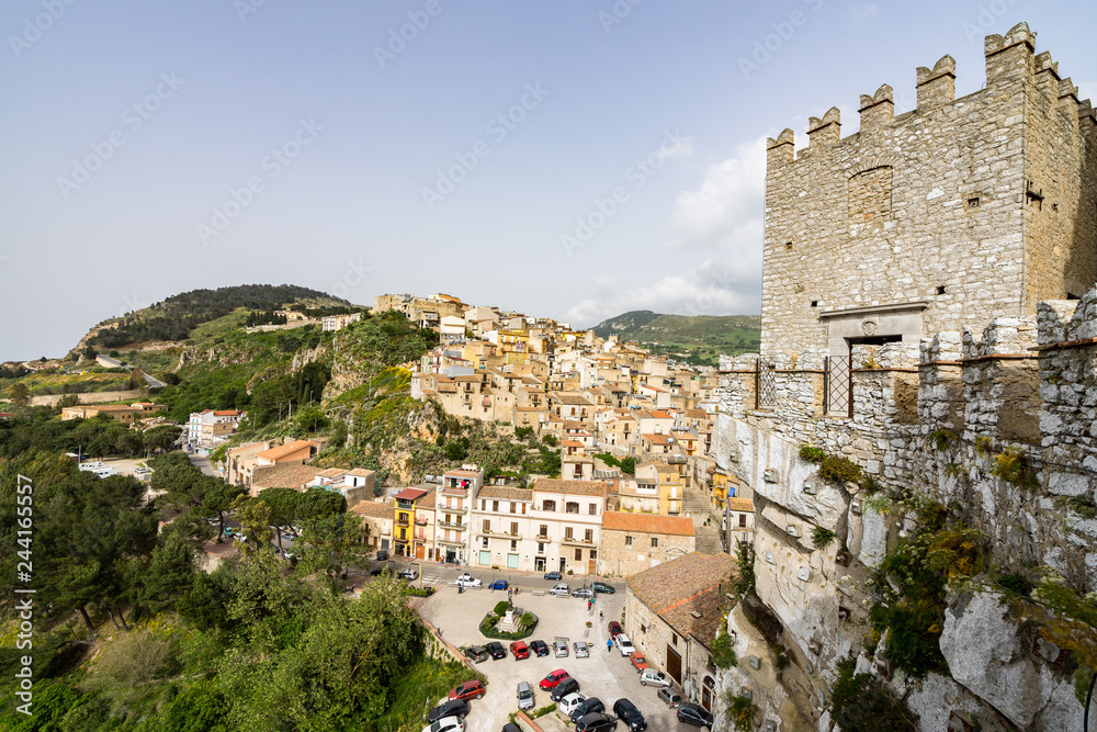 Caccamo panorama from the medieval castle, Sicily, Palermo province, Italy