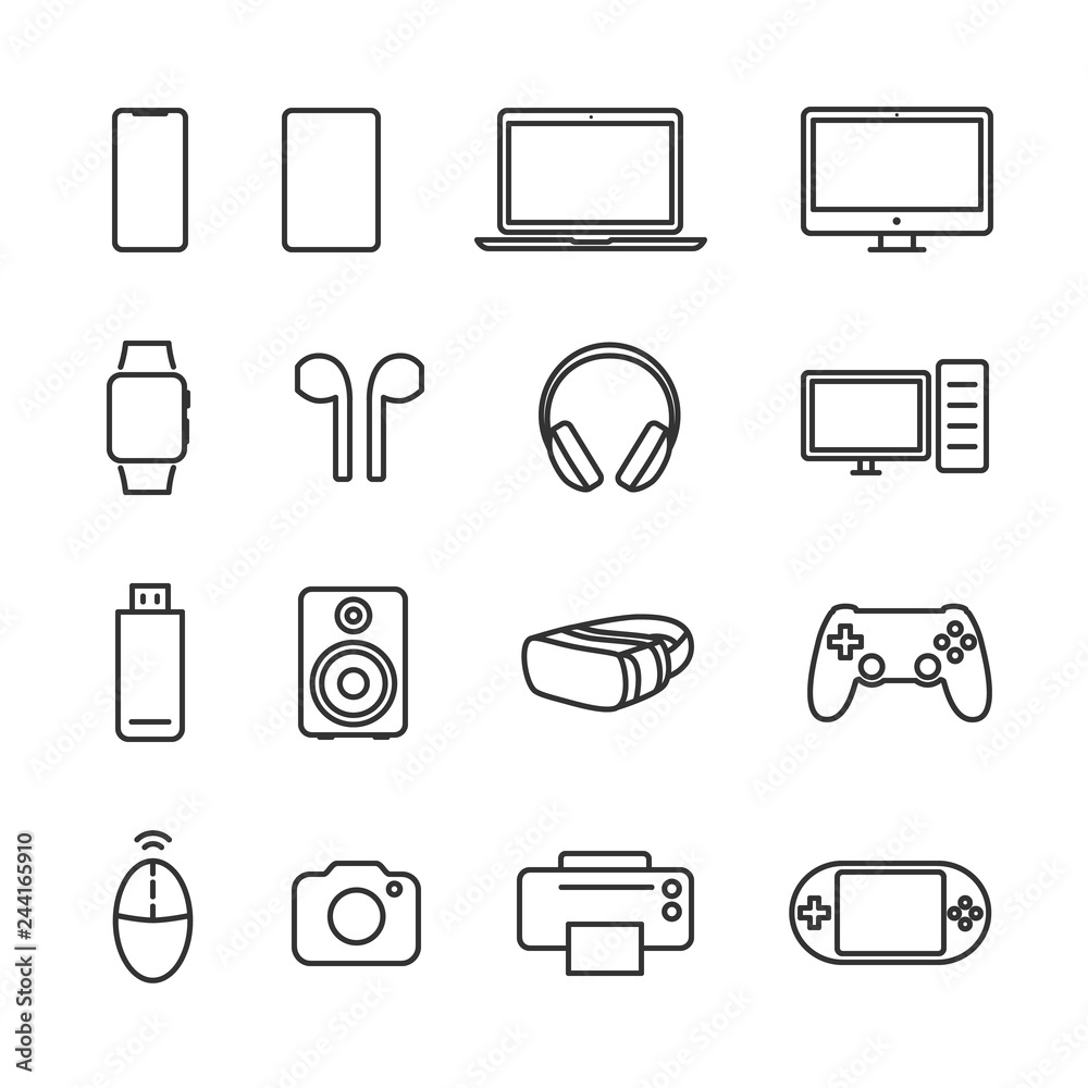 Vector illustration set device line icons. Stock Vector | Adobe Stock