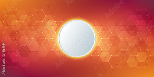 Geometric background texture with molecular structures and chemical engineering. Abstract background of hexagons pattern. Vector illustration for medical or scientific and technological modern design.