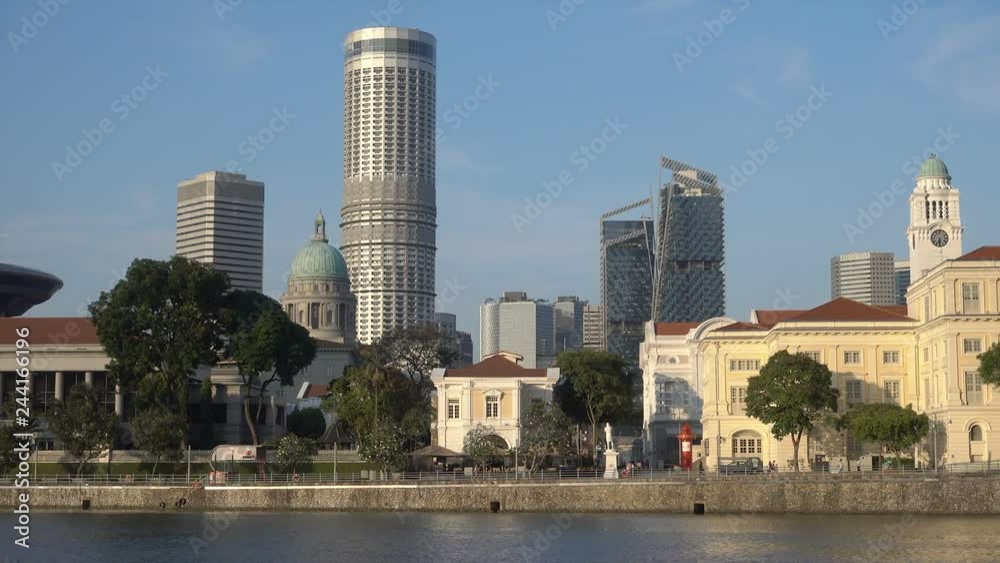 Pan downtown core district from Boat Quay, Singapore Pan downtown core district from Boat Quay, Singapore