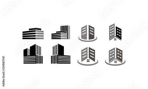 set package building logo vector 