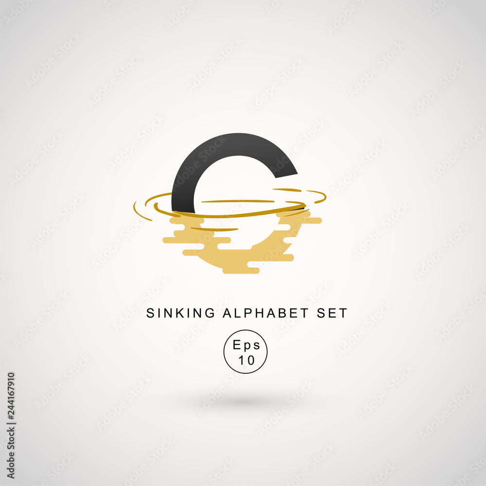 Typography design with water ripple effect isolated on white background ...