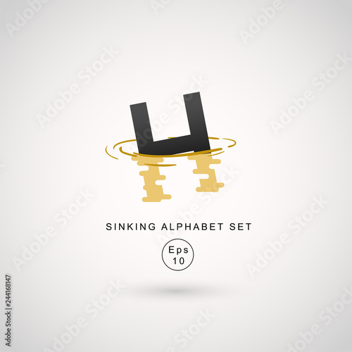 Typography design with water ripple effect isolated on white background : Vector Illustration
