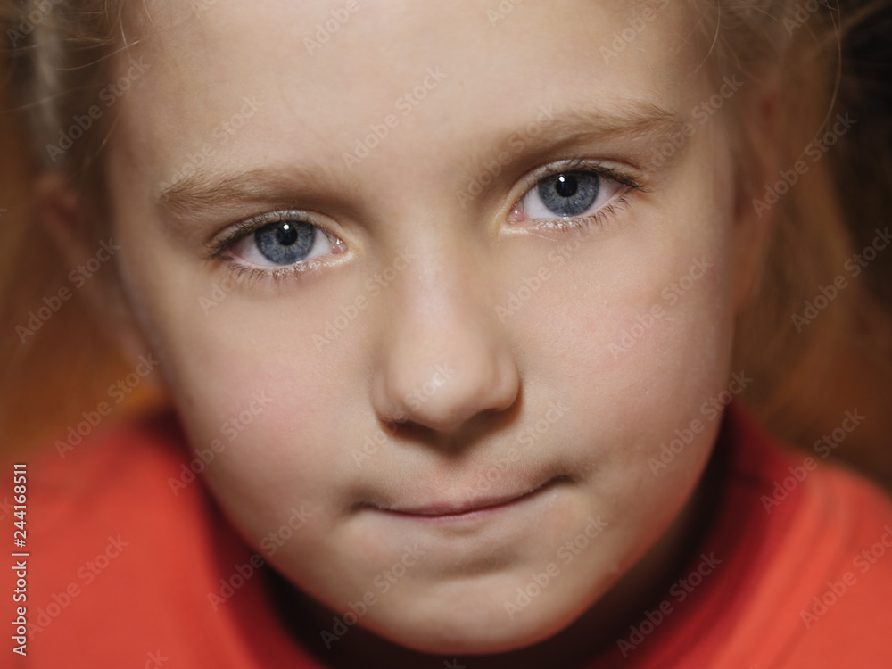 Close-up portrait of adorable little girl. Selective focus with shallow depth of field. Close-up portrait of adorable little girl. Selective focus with shallow depth of field.