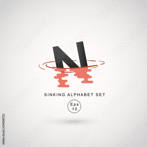 Typography design with water ripple effect isolated on white background : Vector Illustration