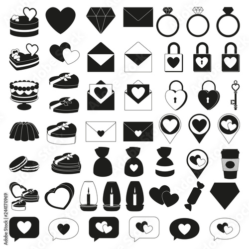 50 black and white valentine elements